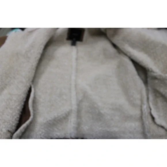 Forever 21 Faux Suede Shearling Aviator Jacket Women Size L EUC Brown Moto Biker - Picture 6 of 6